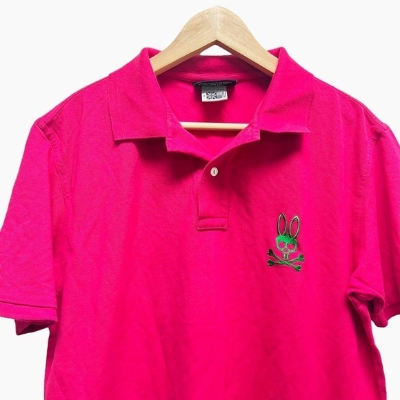 Psycho Bunny Fuchsia Polo‎ Green Embroidered Logo - Picture 3 of 7